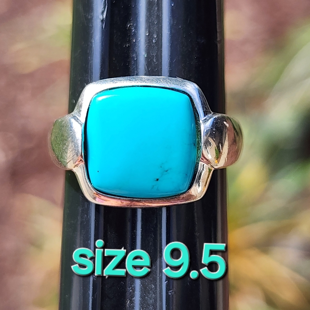 Sterling silver ring with blue turquoise stone  sz 9.5 unisex men women jewelry